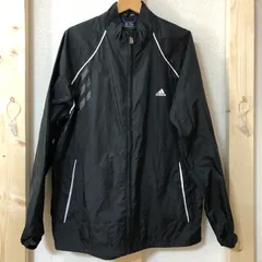 adidas CLIMA PROOF アディダス ナイロンジャケット ウインドブレーカー レインジャケット スリーライン ロゴプリント CHINA製 メンズ ブラック