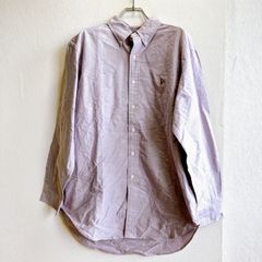 ラルフローレン Ralph lauren 長袖 シャツ ボタンダウン 刺繍 オフィスカジュアル タック 馬 ワンポイント 無地 綿100 コットン cotton 大きめ オーバーサイズ ラベンダー
