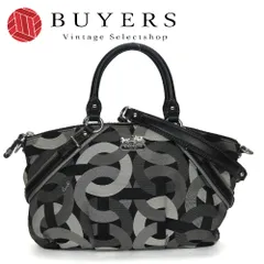 【中古】 コーチ ハンドバッグ 16901 オプアート キャンバス レザー ブラック グレー シルバー金具 2WAY ショルダーバッグ レディース 女性 COACH