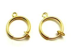 『2個』 イヤリング パーツ ゴールド 12mm リング フープ ハンドメイド アクセサリーパーツ 材料 カン付 金色 金具