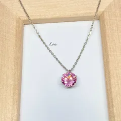 誕生石ネックレス ピンクトルマリンステンレスネックレス ステンレスチェーン