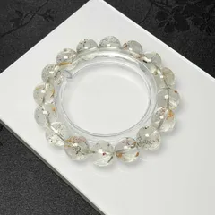 天然石★【オーロラクォーツ・イン・パイライト】★ブレスレット 天然石B 12.9-13.3mm ZB1301