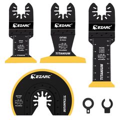 【正規品（新品）】EZARC マルチツール 替刃 刃先チタンメッキ 4点セット 4種類替え刃 金属木材兼用 超硬 マルチ交換用ブレード 高速切断 プロ仕様 電動工具 先端工具