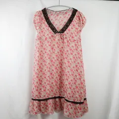 M【超美品】透け感 とろみ シフォンワンピース M相当 レース×フリル デザイン 春夏◎ 結婚式 二次会 パーティー お呼ばれ デートコーデにも おしゃれ かわいい S0021