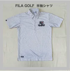FILA 　フィラ　FILAGOLF　フィラゴルフ　ゴルフウェア　GOLF　半袖　薄手シャツ　半袖シャツ　ドット　水玉　夏物　春夏　ロゴ刺繍　メンズ  M