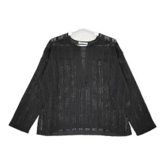 BEAUTY&YOUTH UNITED ARROWS ラッセルレースVネックロングスリーブチュニック ブラウス 黒 レディース ビューティアンドユース【中古】5-0408M♪