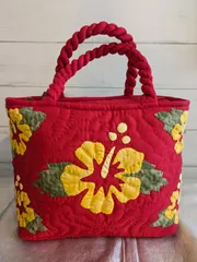 ハワイアンキルトバック　ハイビスカス柄トートバック　ハンドメイド