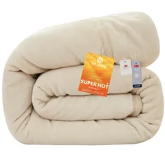 在庫処分　毛布 シングル シンサレート 【宇宙服の調温中綿・シンサレート全面使用】【SUPER HOT】 五層構造 厚手 襟付き 2枚合わせ 掛け毛布 Mensu 冬用 フランネル 洗える 保温 静電気防止 ベージュ 140×200cm