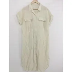 ◇ LOWRYS FARM ローリーズファーム フレンチスリーブ 膝下丈 シャツ ワンピース サイズF ベージュ レディース  【中古】 【1206100002503】