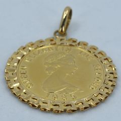 K18 リバティ モチーフ エリザベス ケネディ 1985年 ペンダント K18 リバティ金貨 ジョン・F・ケネディ エリザベス2世 ペンダント