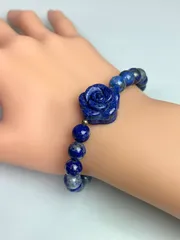 天然石ラピスラズリ 薔薇 デザイン パワーストーン ブレスレット