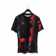ナイキ NIKE ジョーダン Jordan × PSG パリサンジェルマン フットボール Tシャツ カットソー メッシュ 半袖 クルーネック ロゴ 刺繍 M 黒 ブラック 赤 レッド BV6099-011 /XZ ■GY18