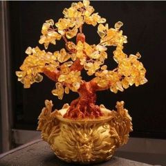 置物 オブジェ 金のなる木 クリスタルツリー 風水 金運 財運 開運 富 幸運 黄 水晶 龍 インテリア グッズ 玄関 受付 書斎
