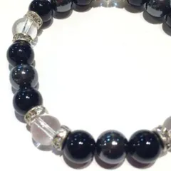 L106●向上心ヘマタイト＆オニキス 水晶パワーストーンブレスレット天然石数珠