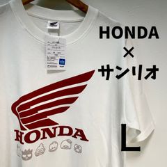 【新品】HONDA×サンリオ　ホンダ　半袖　Tシャツ　ホワイト　白　はぴだんぶい　L　メンズ