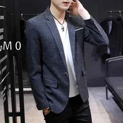 [M 0 ] メンズ ファッション 服 男性用 オシャレ シンプル 大人 かっこいい 大きいサイズ ストリート 紳士服 スーツ ジャケット カジュアル スリム フィット 韓国スタイル 春 チェック柄 シングル