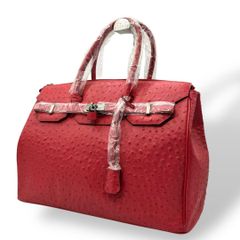 美品】オーストリッチ/フルポイント/クロシェットカギ 南京錠付 