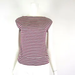 マイケルコース MICHAEL KORS カットソー Tシャツ ボーダー コットン ボートネック フレンチスリーブ XS 白 ホワイト ボルドー 小さいサイズのサムネイル