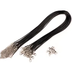 【在庫処分】黒×シルバー/カニカン 20本セット アジャスター付き 金具付 紐 バチカン20個 チョーカー レザー 手芸 合皮 PLAYER】ネックレスチェーン ハンドメイド材料 【BEAUTY