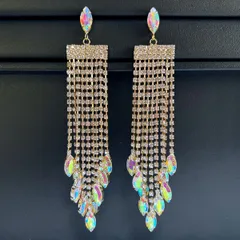[140mm〜] 映画提供モデル 新世界の秘宝 Empress 超絶ゴージャス ロング＆ワイド シャンデリアピアス（ABカラー×ゴールドカラー）エスニック ダンス 宮殿 舞台 衣装 パーティ 映画 NW-020-GD