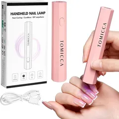 TOMICCA ネイルライト ペン型 UV LEDライト レジン用 ライトプロ用 ミニ硬化ライト 2階段タイマー 全ジェル対応 充電式 手足両用(ピンク-3W)
