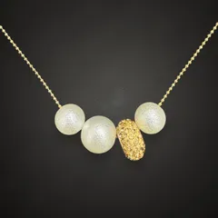 コットンパール ロンデルパーツ アシンメトリー ネックレス 大ぶり 冠婚葬祭 普段使い パール レディース ブランド チェーン ゴールド シルバー