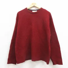 L/古着 ジェイクルー J.CREW 長袖 セーター メンズ 00s シェットランドウール クルーネック エンジ 25sep30 中古 ニット トップス