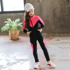 ☆ ブラック×レッド ☆ 120cm ☆ ジャージ セットアップ pmymef01 韓国 ジャージ セットアップ 女の子 上下 長袖 部屋着 ルームウェア ジップアップ カジュアル かわいい 子供服 キッズ ジュニア 子供 こども 子ども スポーツ 運動