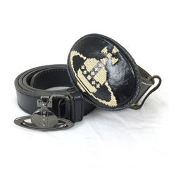 1305 Vivienne Westwood ヴィヴィアンウエストウッド ロゴベルト 2セット オーブ バックル ユニセックス レザー メンズ レディース