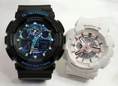 恋人たちのGショック ペアウオッチ G-SHOCK BABY-G ペア腕時計 カシオ 2本セット  GA-100CB-1AJF BA-110RG-7AJF プレゼント  ラッピング無料 メッセージカード  プレゼント 愛の証 クリスマス　誕生日 御祝い還暦 銀