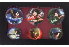 【中古】バッジ・ピンズ(キャラクター) [単品] エレン＆ミカサ＆リヴァイ 缶バッジ6個セット 「PS4/PS3/PS Vitaソフト 進撃の巨人 TREASURE BOX」 同梱特典