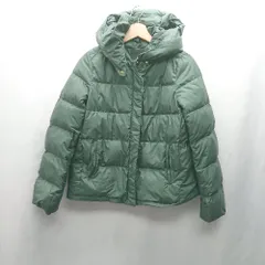 ■ ⊇ green label relaxing リブ部分コットン95% 長袖 ダウンジャケット サイズ38 グリーン レディース E  【1501230004657】