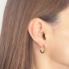バイカラー 外径約18mm チャンキーフープステンレスピアス【ste57_3】