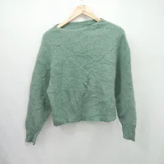 ◇ ⊇ A part bylowlysアパートバイローリーズ 無地 長袖 丸首ニットセーター サイズF グリーン系 レディース E  【1505290016803】