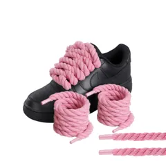 [Sunny Glow] ロープ 靴紐 カスタム用 シューレース 8mm×120cm 太い靴紐 エアフォース 靴ひも 大人かわいい 2本入り (ピンク) 