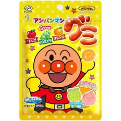 不二家　アンパンマン グミ 50g りんご 白ぶどう オレンジ アンパンマン型グミ×3袋 ジッパー付き袋 緑茶ポリフェノール お菓子