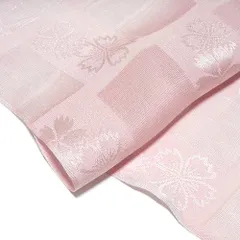 帯揚げ ピンク 桜柄 花 単色 市松模様 パステルカラー 着付け 和装小物 生地 布地【中古】【ネコポス配送】