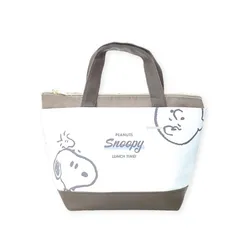 【新品】保冷バッグ 保冷ポーチ付 スヌーピー ブラウン かわいい お弁当 ランチ お昼 ピクニック 夏 保冷剤ポケット付 ミニトート ポーチ  幼稚園 小学生 中学生 高校生 メール便