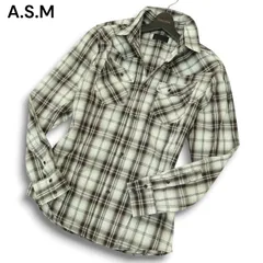 A.S.M アトリエサブ メン 通年 スリム★ 長袖 ウエスタン チェック シャツ Sz.52 メンズ ASMのサムネイル