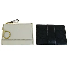 【中古】 2点セット コーチ COACH カードケース 名刺入れ パス 定期 コインケース 小銭入れ 財布 ブラック アイボリー レザー 06HD851