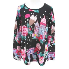 LEONARD SPORT 花柄 長袖Tシャツ カットソー　ウール レオナール LEONARD カットソー シルク ウール 花柄 トップス L