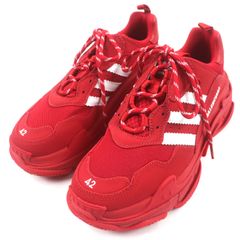 未使用品▼BALENCIAGA adidas バレンシアガ アディダス 712821 TRIPLE S TRA トリプル S メッシュ レザー スニーカー レッド 42 (27.5cm) 箱・保存袋付き メンズ
