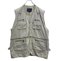 PERFECT フィッシングベスト 4XL ライトグレー ビッグサイズ アウトドア マルチポケット 古着卸 アメリカ仕入 a612-6226