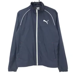 ★特価★【超美品】プーマ ジャケットブルゾン ネイビー×白 ロゴ刺しゅう 裏微起毛 メンズ M ゴルフウェア PUMA