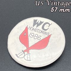 缶バッジ　ヴィンテージ　アメリカ　輸入 雑貨 『 WC ホームカミング 1986 武道 』 当時物　ビテージ　バッチ　ピンバッチ　※ メッセージ　ノベルティー　広告　レトロ　( BAT2674 )