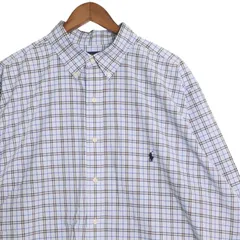 ラルフローレン 長袖ボタンダウンシャツ 古着 メンズUS-2XLTサイズ チェック柄 ライトブルー系 sc-0296n