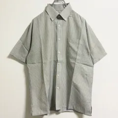 古着 used 半袖ストライプ柄シャツ　ボタンダウン　ライトブルー　Mサイズ