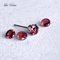 ✴︎つけっぱなしOK✴︎ 天然 モザンビーク産 ピンクガーネット 一粒 ピアス 4mm 宝石質AAA 316 サージカルステンレス 片耳用 金属アレルギー対策 スタッド