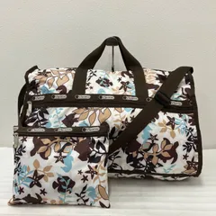 364 LeSportsac レスポートサック　2way　ボストンバッグ　旅行用バッグ　トラベルバッグ　ショルダーバッグ　ハンドバッグ　アクアティックパーティー　ポーチ付き　大きめ　大容量　軽量　カジュアル　シンプル　ブラウン