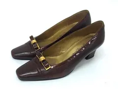YVESSAINTLAURENT イヴサンローラン レザー リボン ヒール パンプス 表記サイズ 35(約22cm) 靴 シューズ ブラウン系 DJ0859